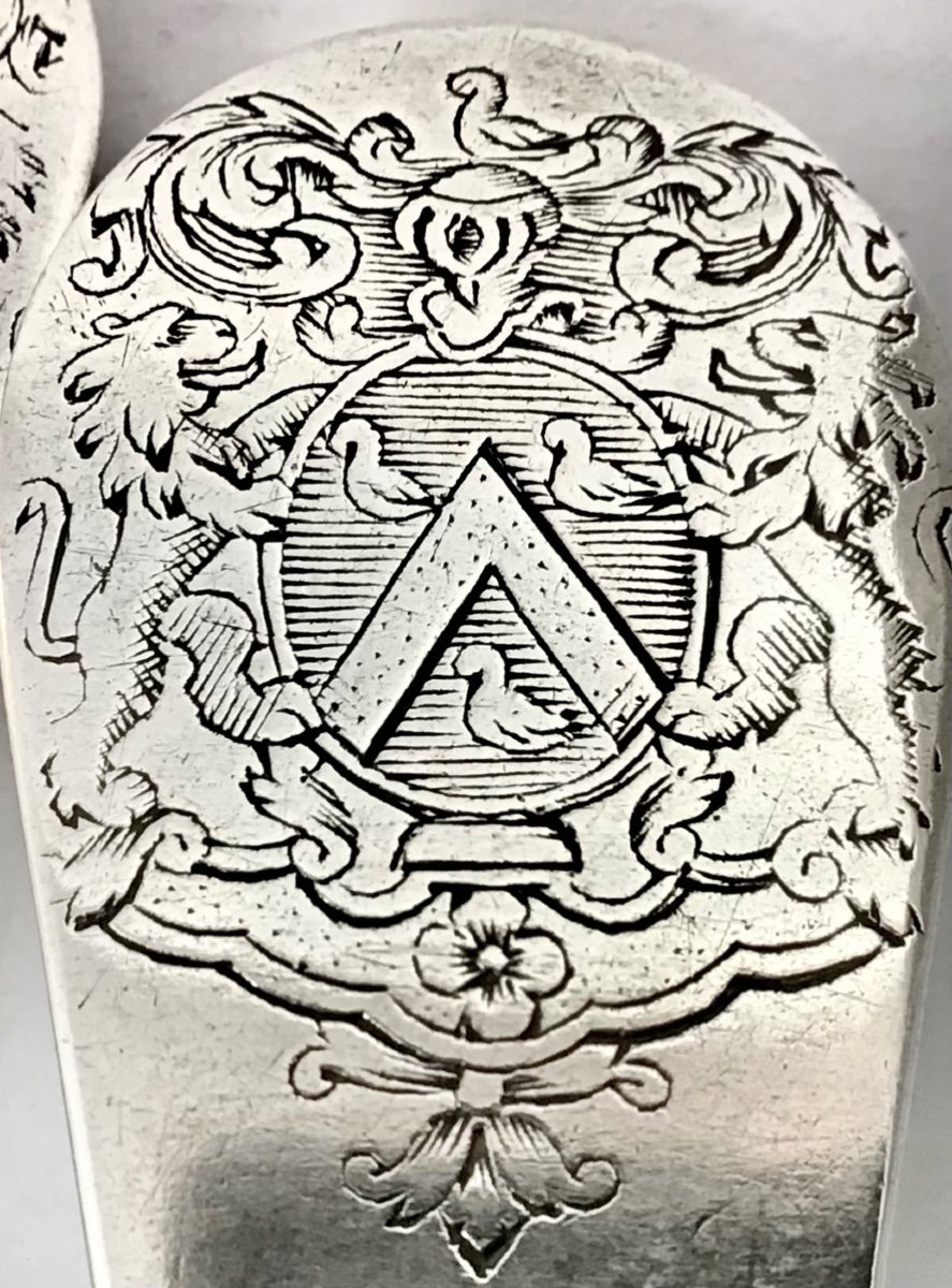 Namur 1739-1749, Six Spoons And Six Forks , Goldsmith Thomas Bouchon, Zualart Coat Of Arms