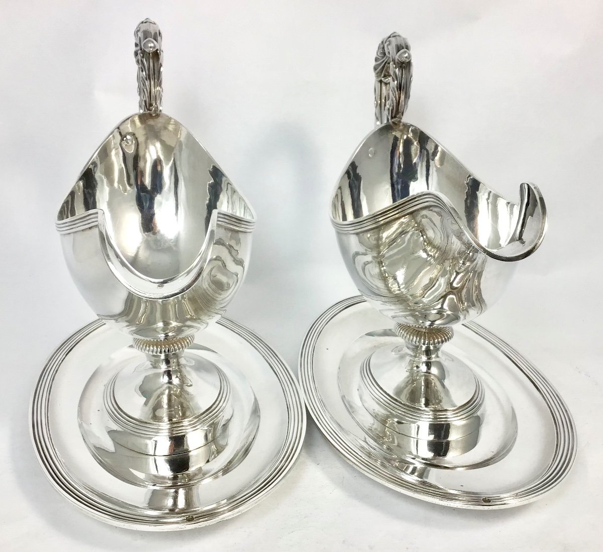Paris 1824-1838, Argent Massif , Paire De Saucières Charles X , Hyacinth Bourg -photo-2