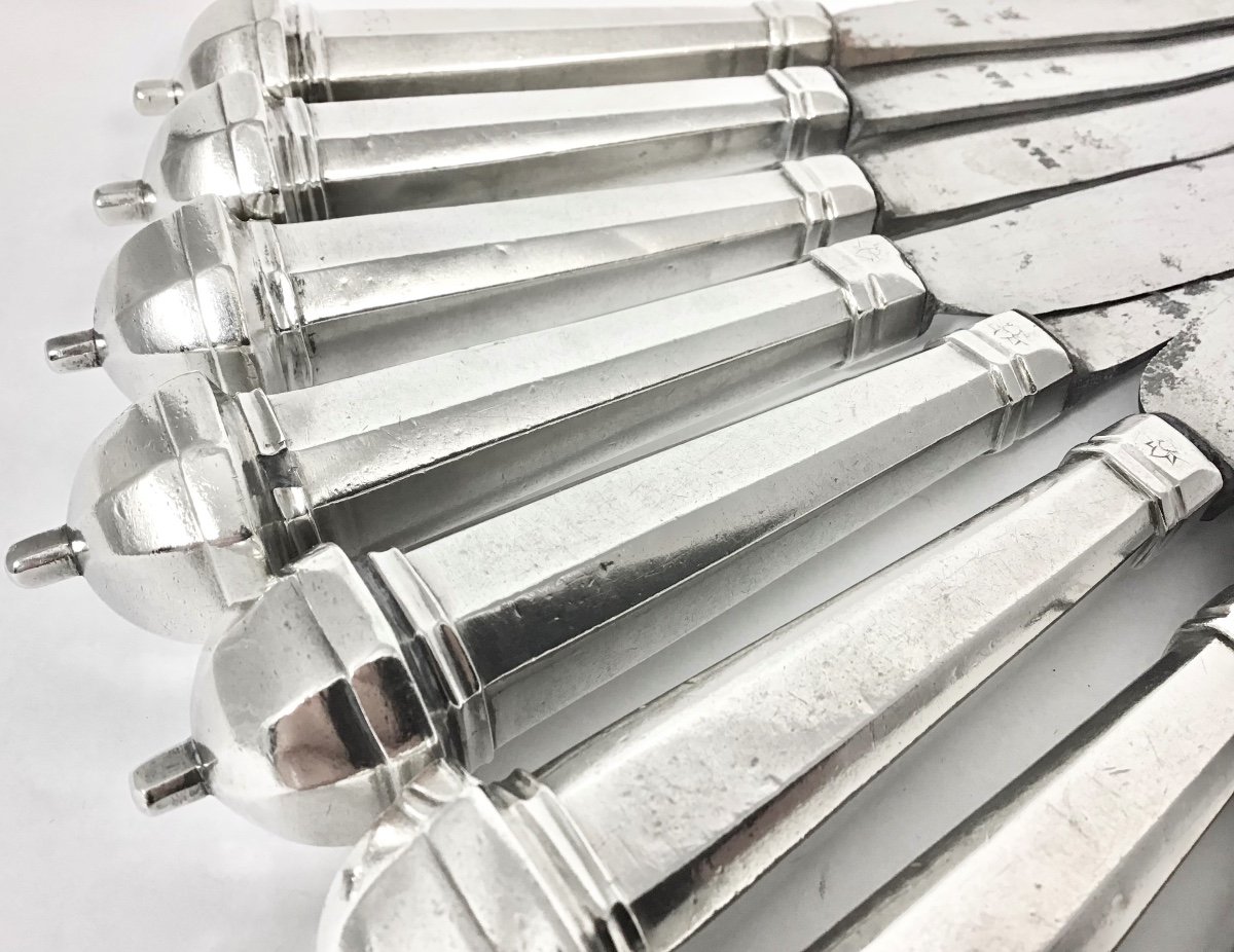 Ath 1700-1740, 12 Silver Knives With Their Original Blades -photo-4
