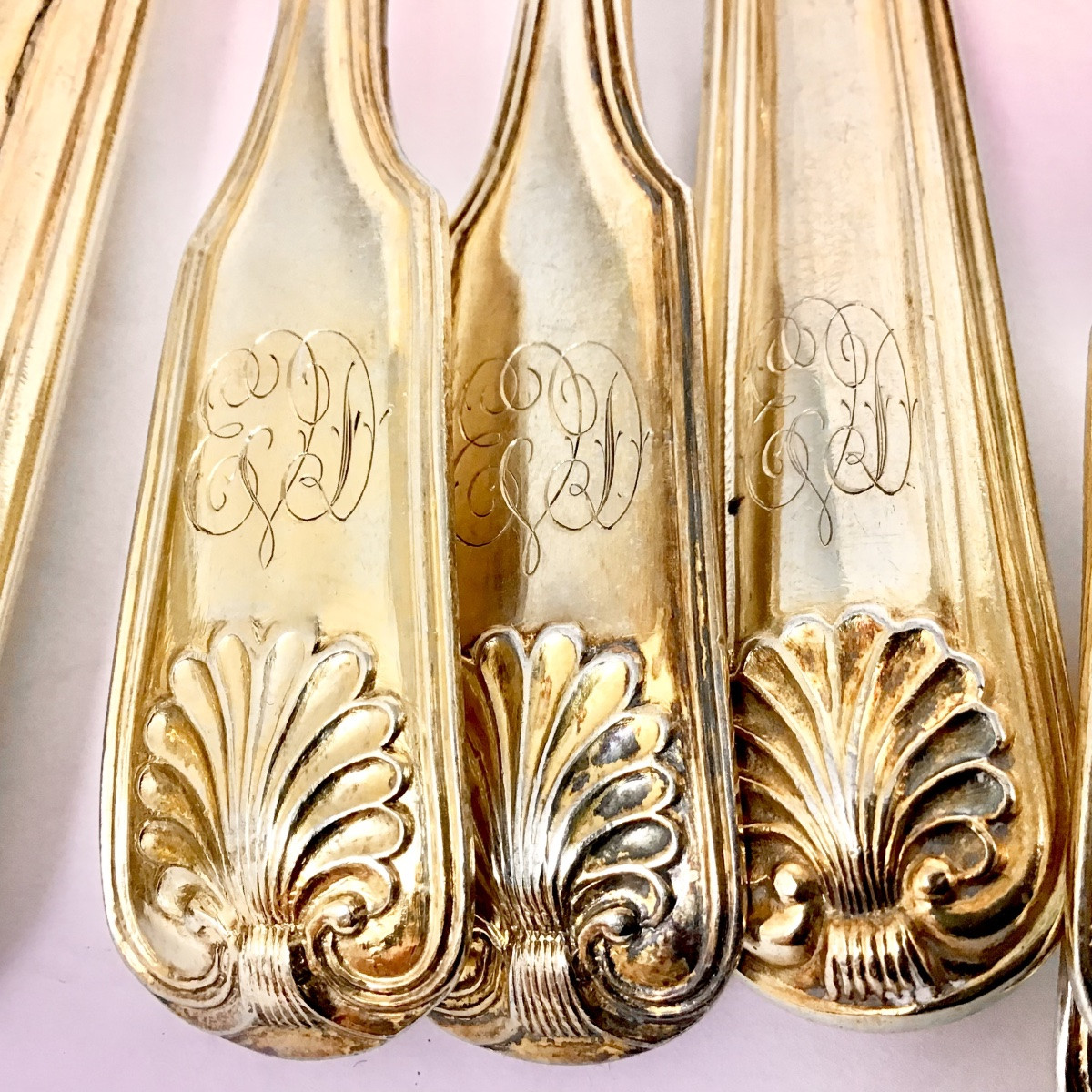 Saint Petersburg 1840, Sterling Silver Dessert Cutlery , 36 Pieces For 12 People -photo-4