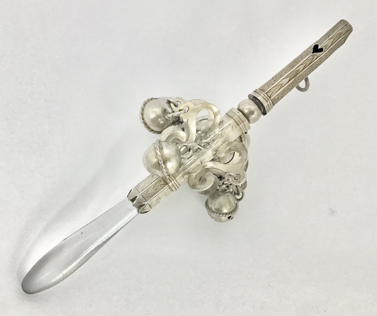 City Of Agen 1770, Silver And Rock Crystal Rattle-photo-6
