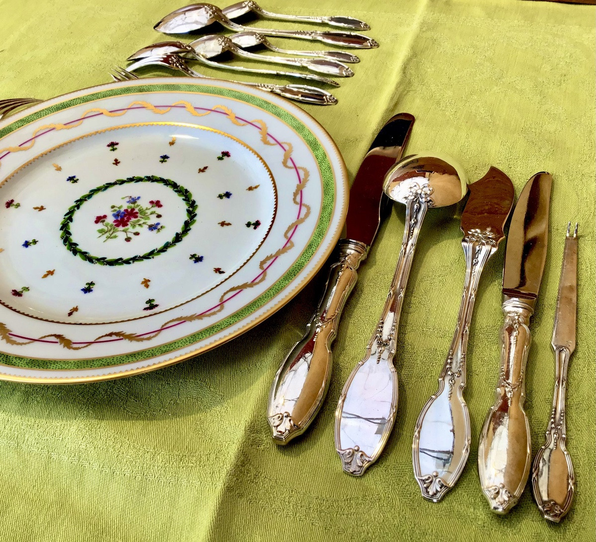 204-piece Solid Silver Cutlery Set, Delheid, Brussels Circa 1890-1910-photo-4