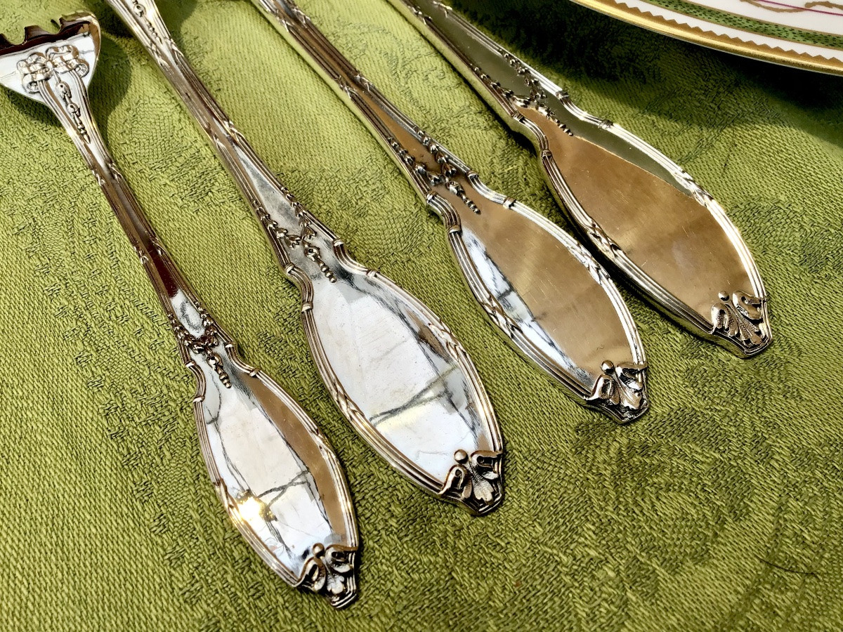 204-piece Solid Silver Cutlery Set, Delheid, Brussels Circa 1890-1910-photo-8