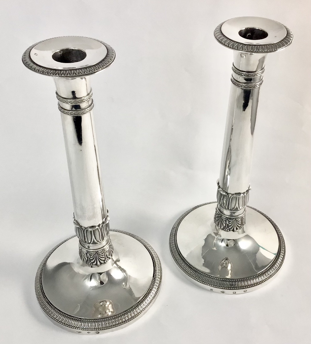 Joseph Germain Dutalis, Brussels 1814-1831, Pair Of Solid Silver Candlesticks-photo-4