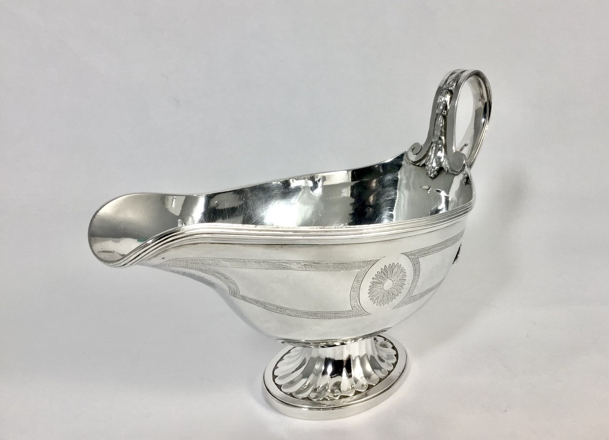 Paris 1782, Pierre Vallières, Saucière Louis XVI En Argent Massif -photo-3