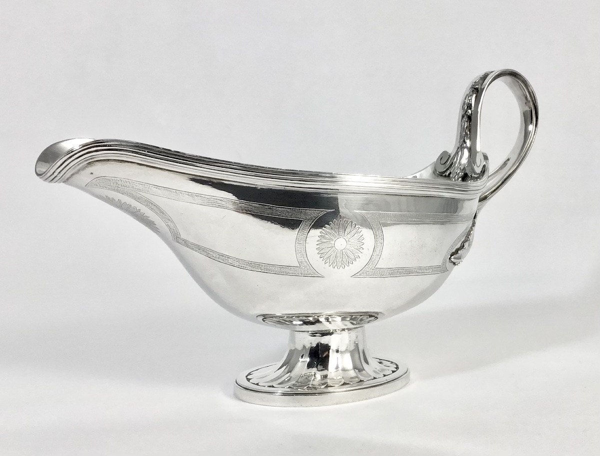 Paris 1782, Pierre Vallières, Saucière Louis XVI En Argent Massif -photo-4