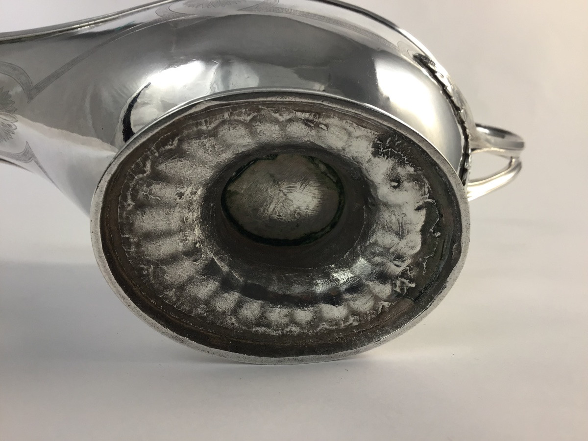 Paris 1782, Pierre Vallières, Saucière Louis XVI En Argent Massif -photo-1