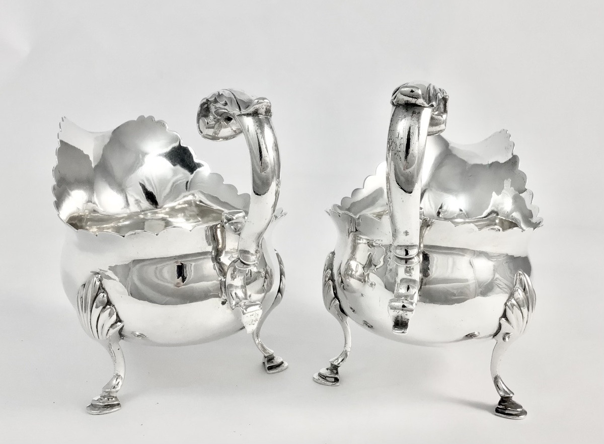 Londres 1772, Paire De Saucières En Argent Massif   Orfèvre William Catell-photo-5