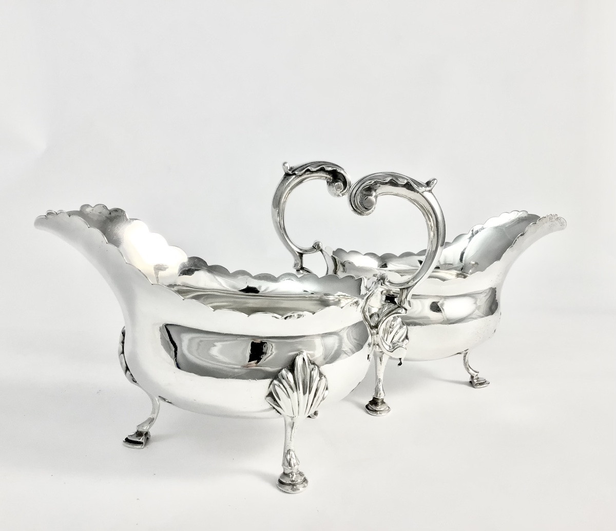 Londres 1772, Paire De Saucières En Argent Massif   Orfèvre William Catell-photo-8