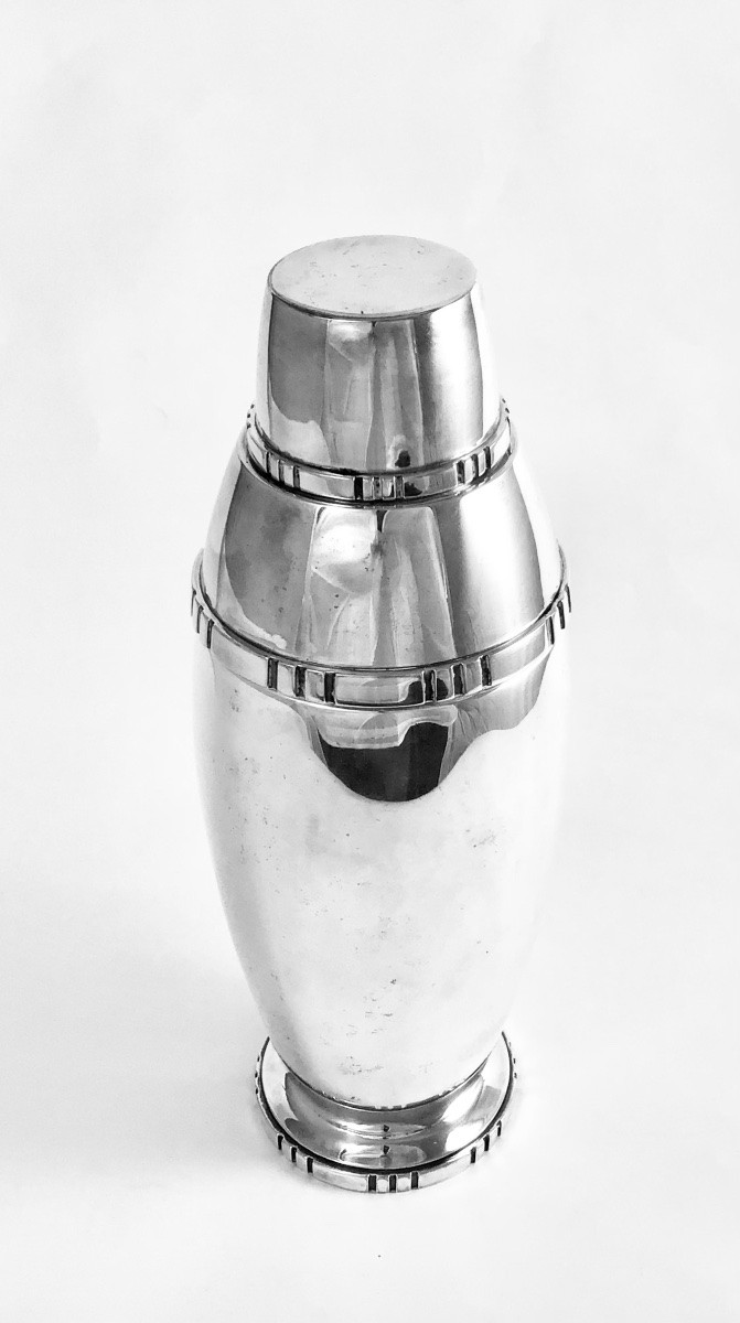 Shaker En Argent Massif , Wolfers Frères Bruxelles Vers 1925-1935, Art Déco -photo-3