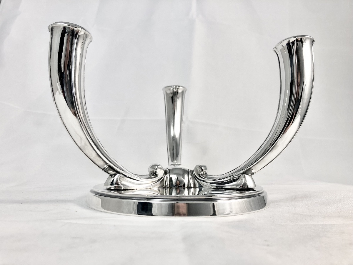 Wolfers 1935-1942, Argent Massif, Paire De Candélabres “Wotan”, Art Déco  Expo Universelle Brux-photo-4