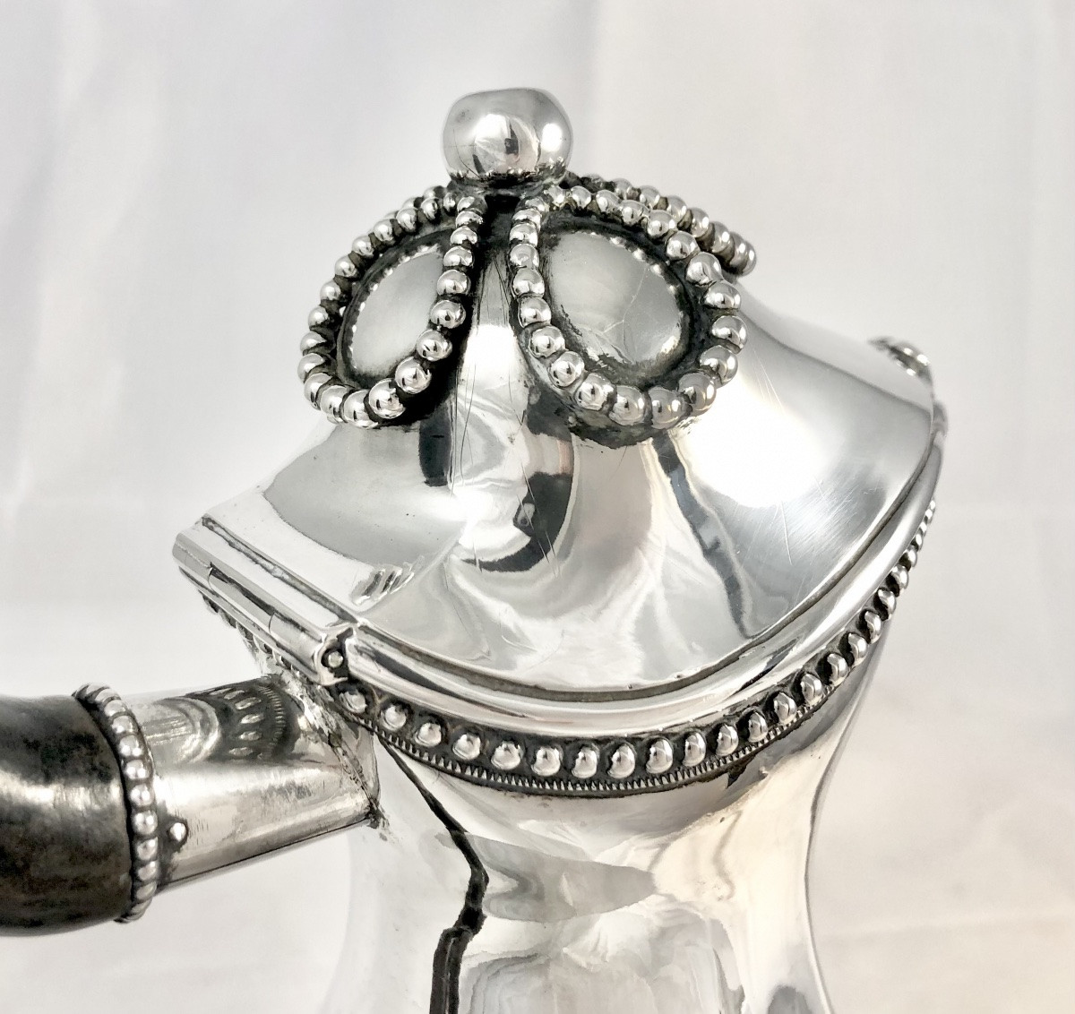 Liège 1784, Sterling Silver, Louis XVI Coffee Pot, Goldsmith Guillaume Dengis-photo-4