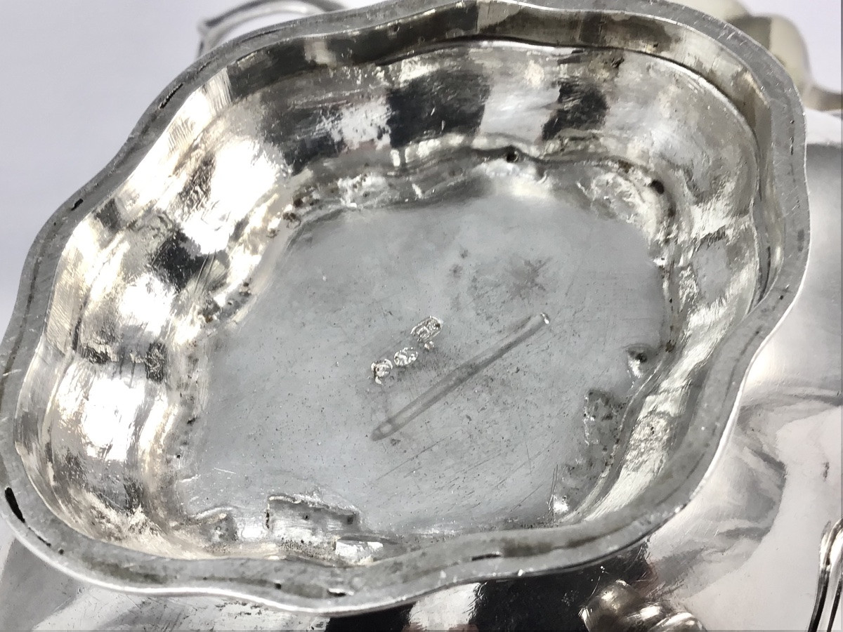 Malines 1759 , argent massif , paire de saucières Louis XV, zilver Mechelen -photo-1