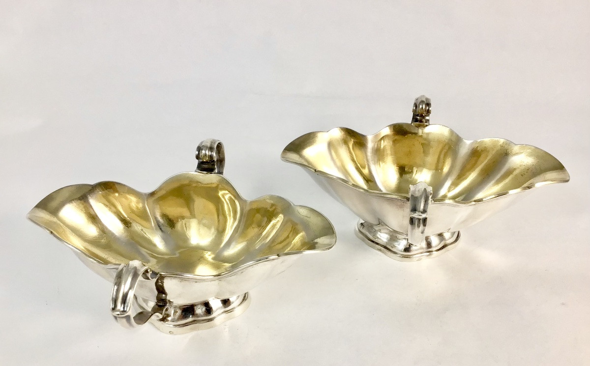 Malines 1759 , argent massif , paire de saucières Louis XV, zilver Mechelen -photo-6