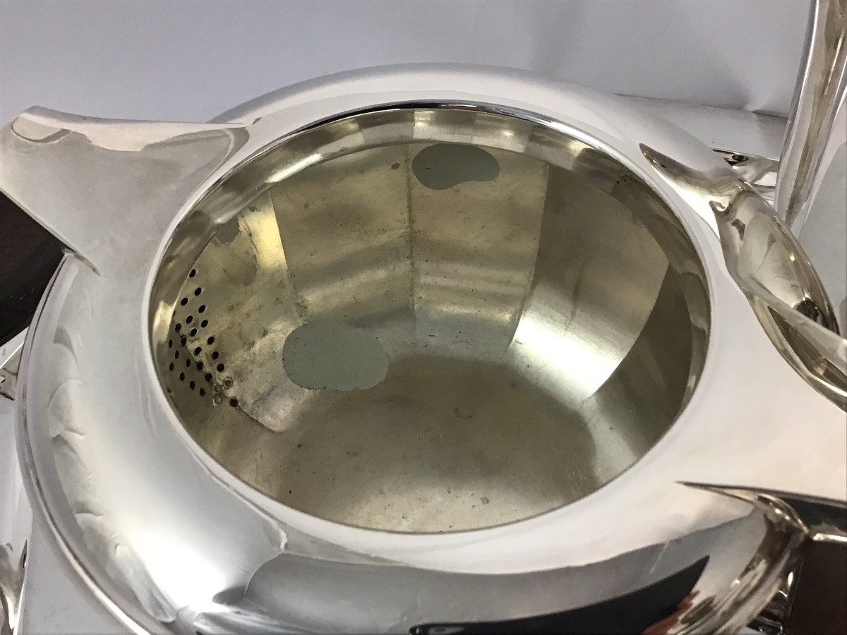 Wolfers, 1930-1933, “jade” Coffee Service, Solid Silver, Brussels, Art Deco-photo-2