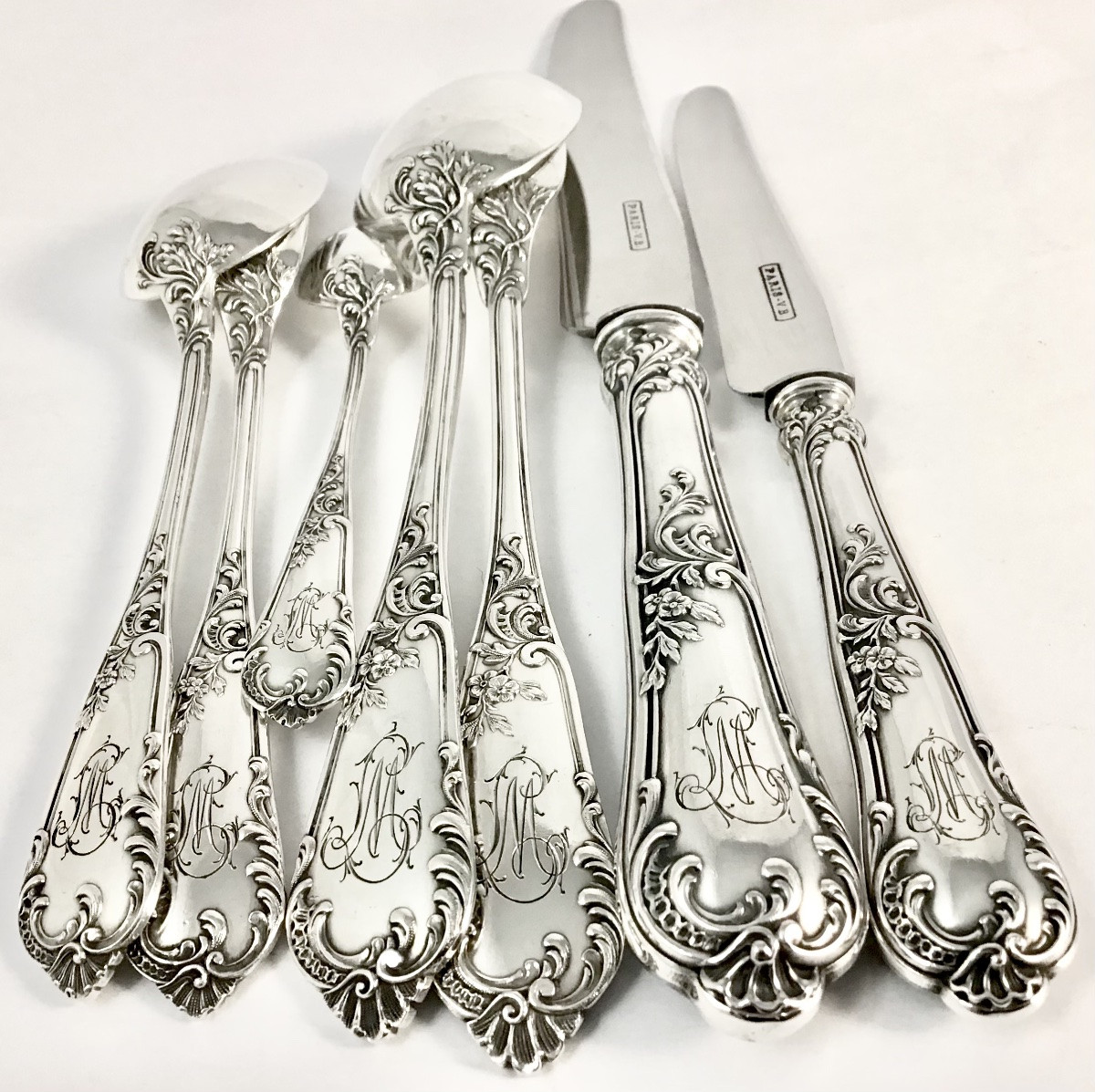 Ménagère en argent massif , Victor Boivin , Paris , 1897-1915, Louis XV, 12 personnes -photo-4