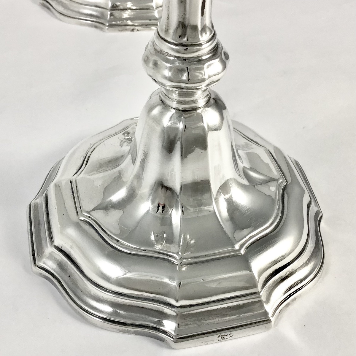 Brussels 1757, Solid Silver, Pair Of Candlesticks, Henricus De Potter, Candlesticks-photo-1