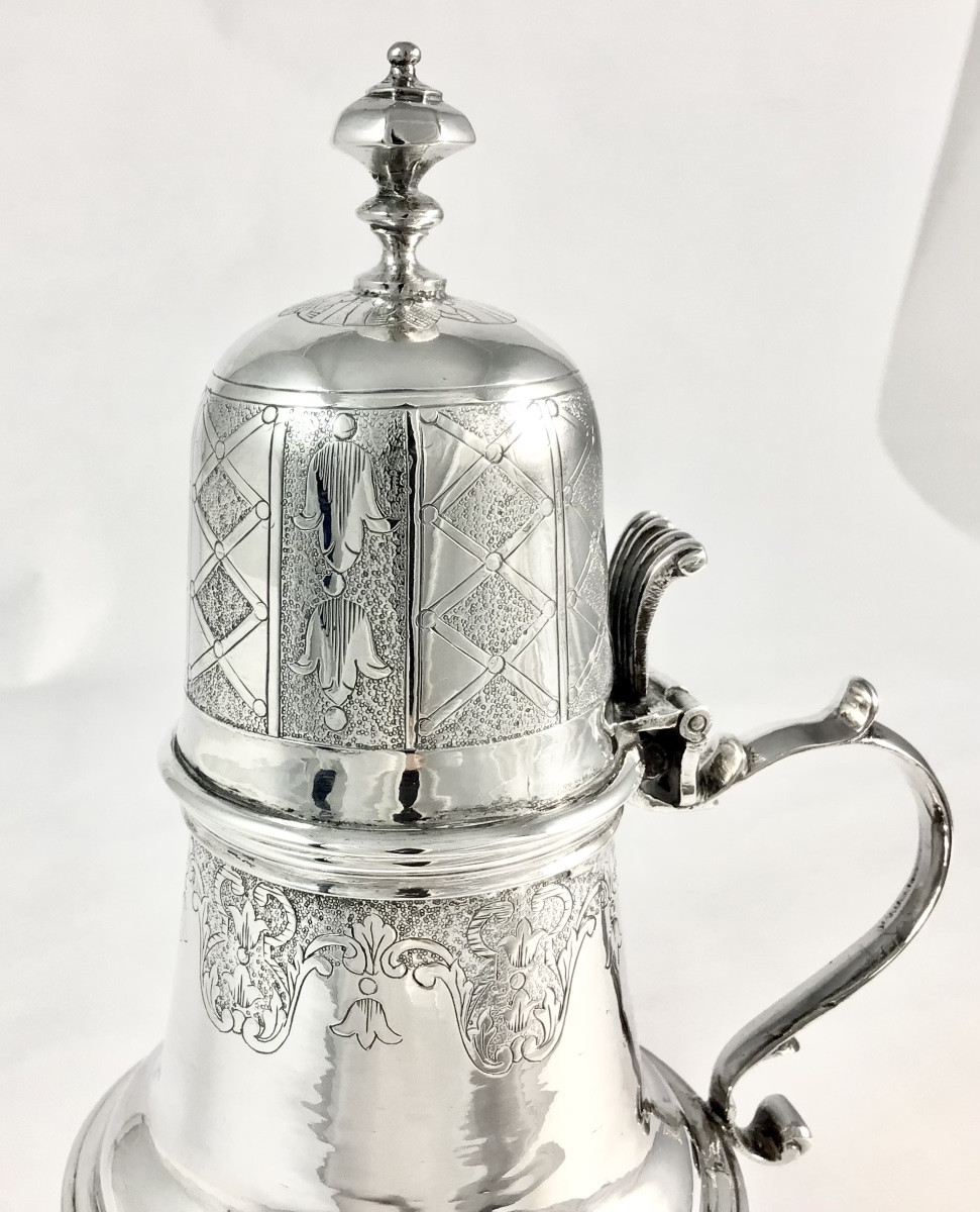 Lier, 1744, Regency Style Mustard Pot, Joannes Franciscus Avontroodt, Solid Silver, -photo-3