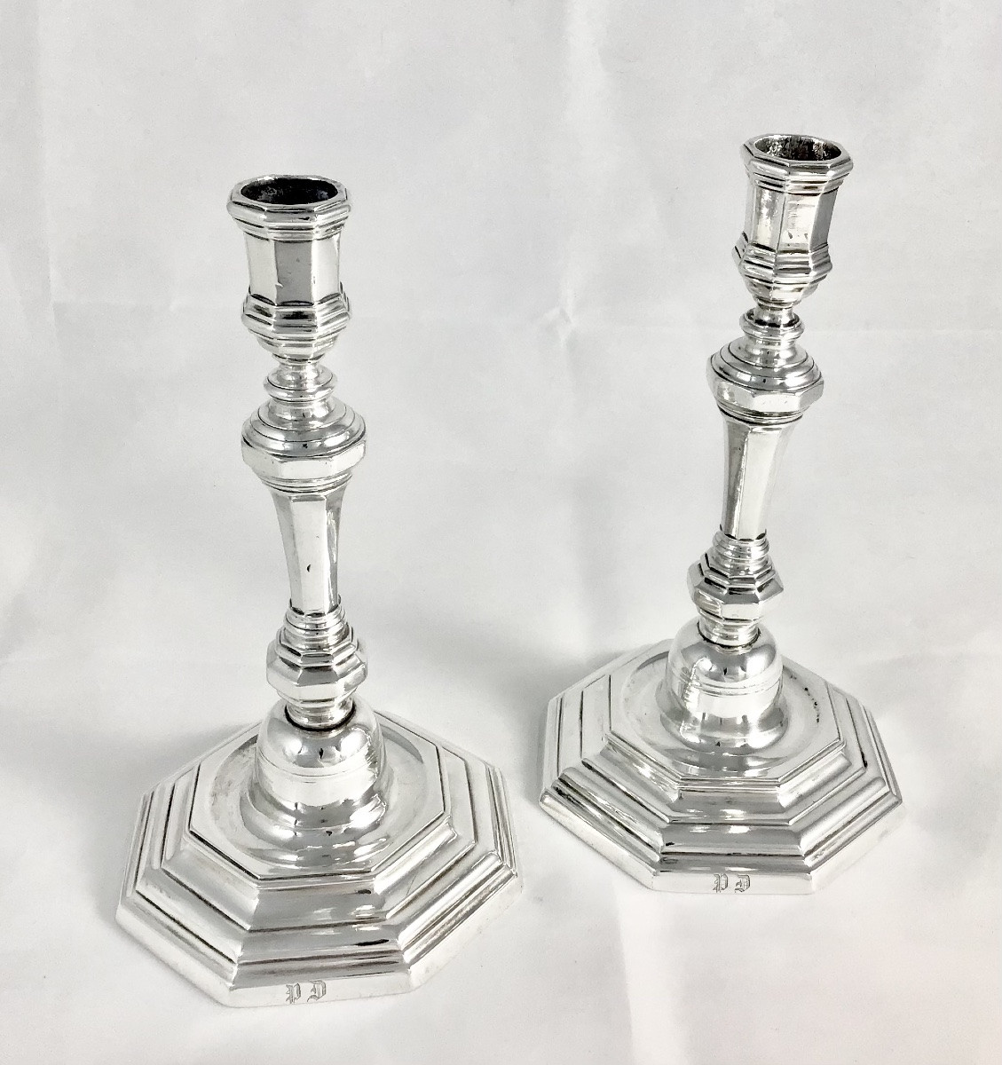 Lille 1745-1746, Solid Silver, Pair Of Candlesticks, Barthélémy F. De Courchelle-photo-8