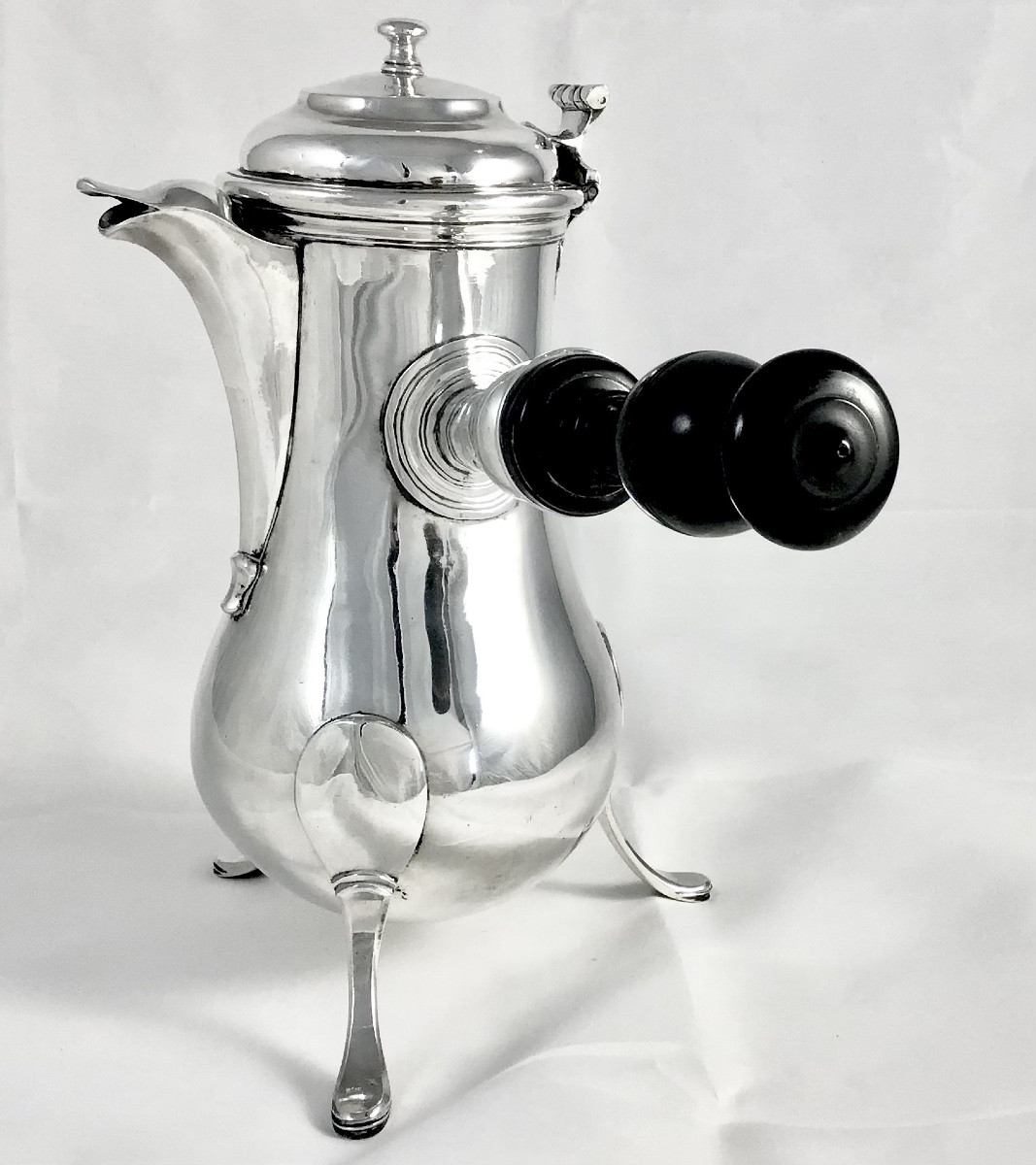 Rochefort 1788, Large Tripod Coffee Pot, François Minute, Solid Silver, Jug, -photo-2