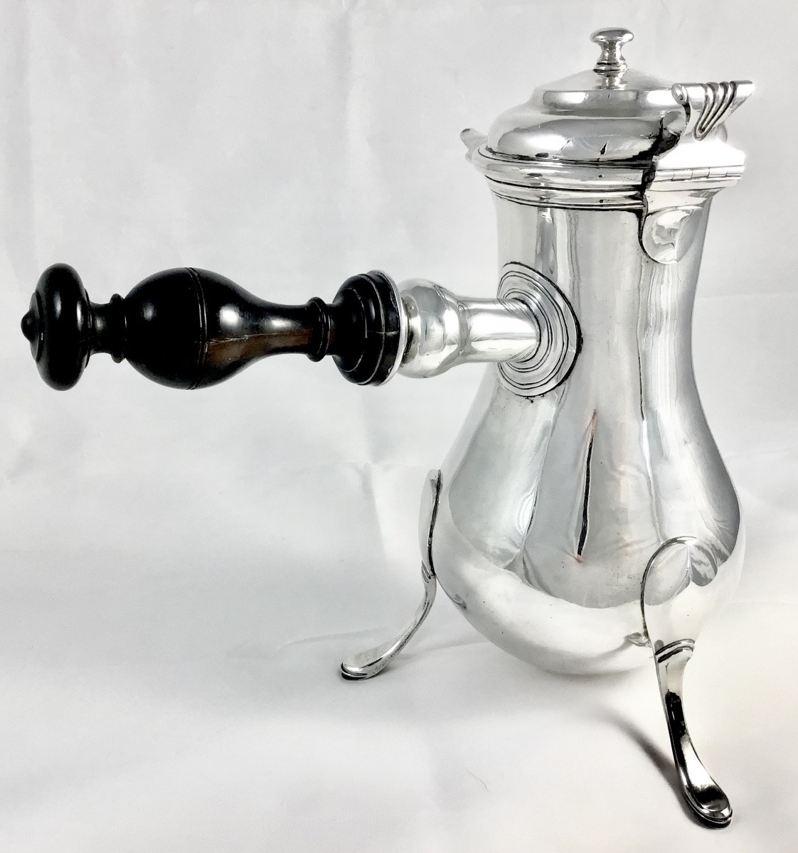 Rochefort 1788, Large Tripod Coffee Pot, François Minute, Solid Silver, Jug, -photo-3