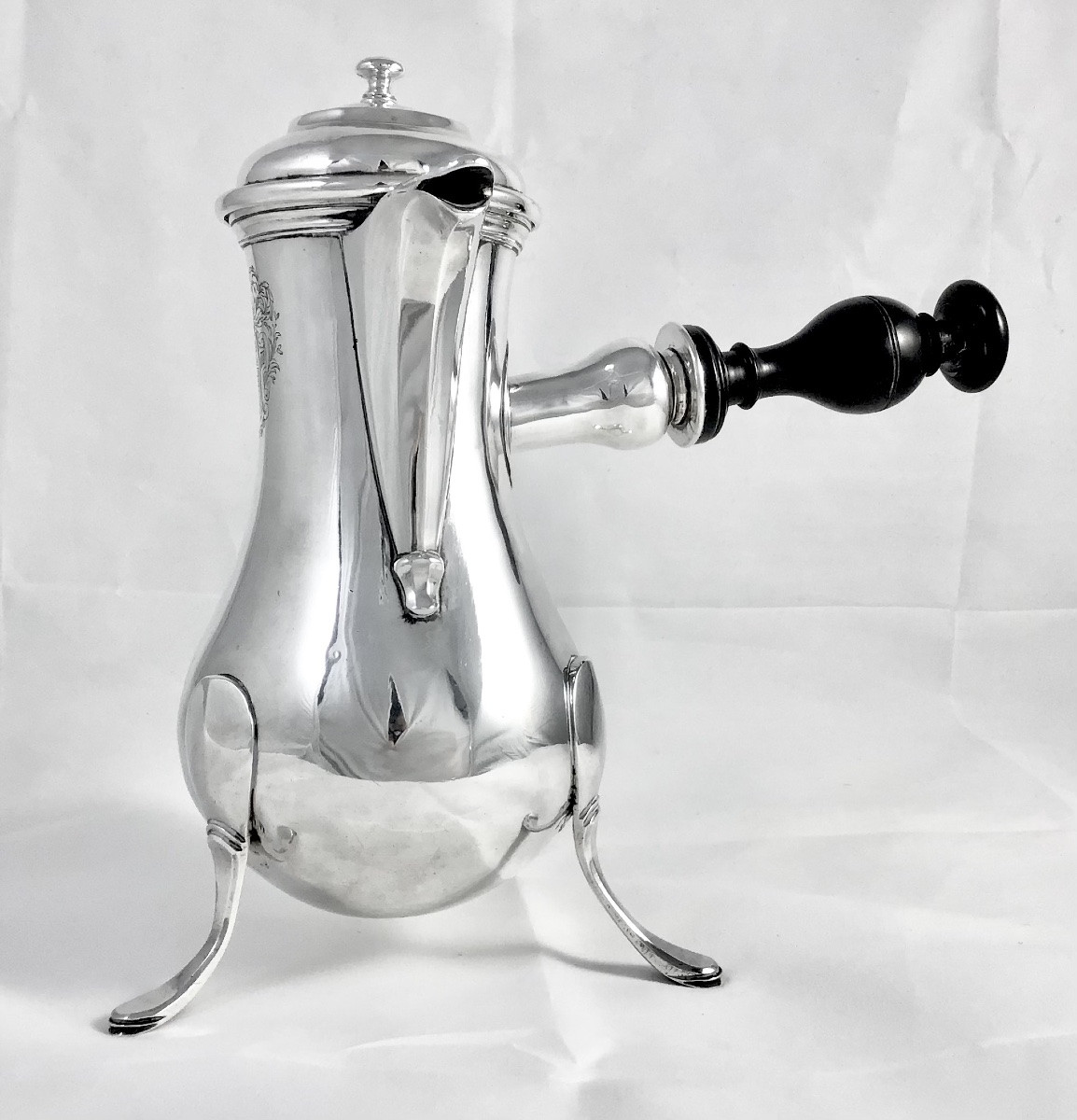 Rochefort 1788, Large Tripod Coffee Pot, François Minute, Solid Silver, Jug, -photo-7