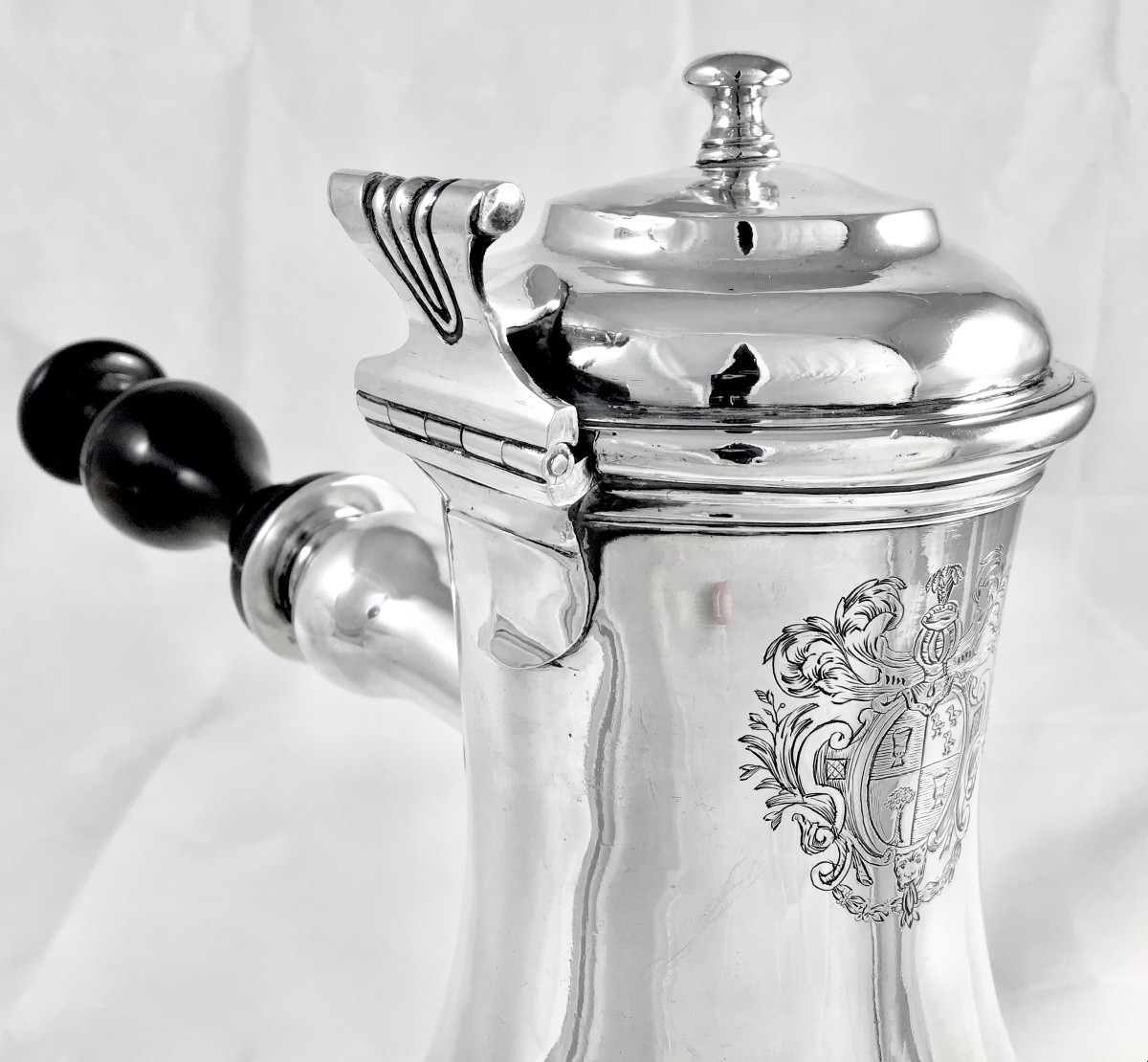 Rochefort 1788, Large Tripod Coffee Pot, François Minute, Solid Silver, Jug, 