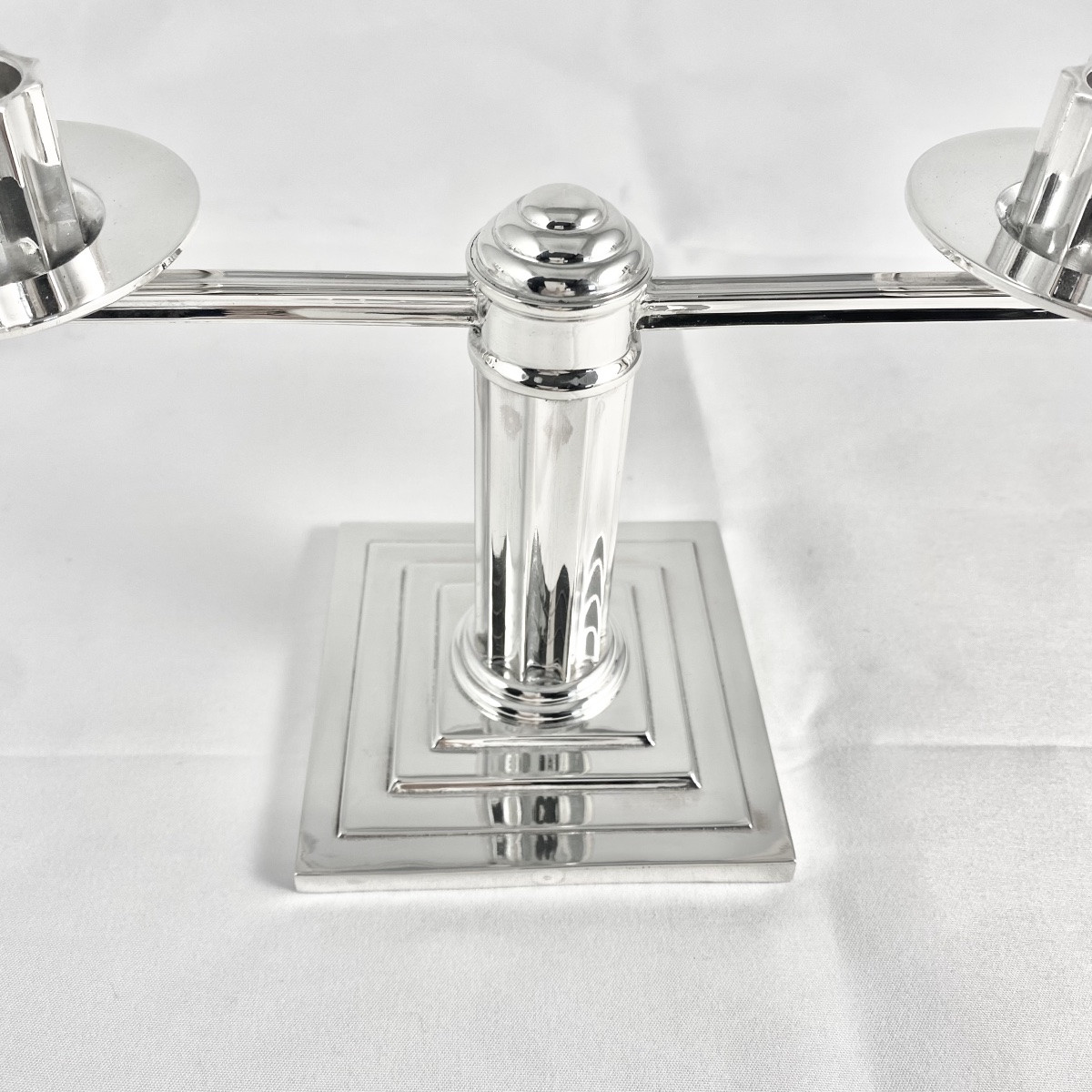 Bruxelles 1925-1935, argent massif, Delheid Frères, art déco, paire de candélabres -photo-4