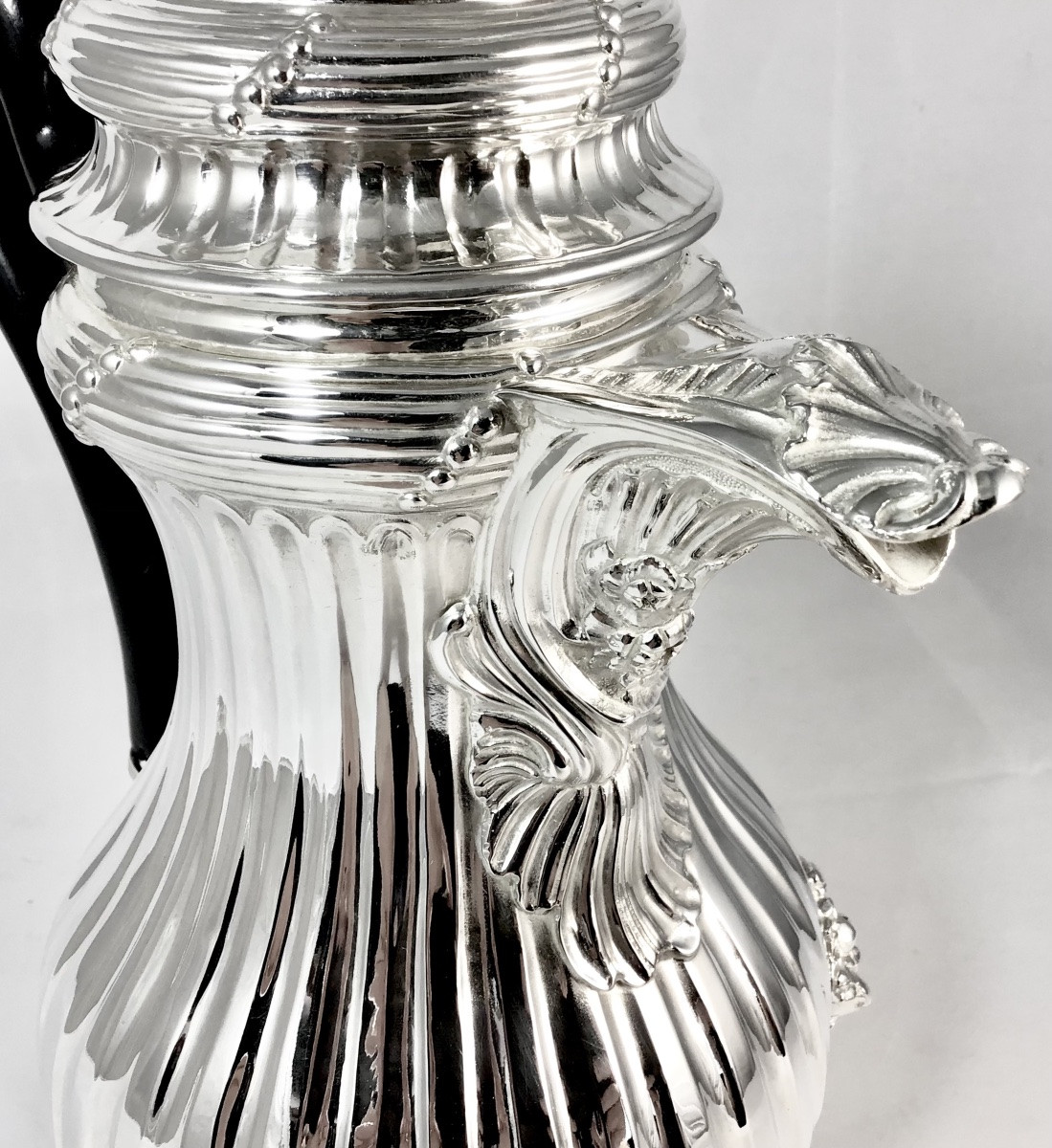 Mons 1784, Louis XVI Coffee Pot, Solid Silver, Master Silversmith Marked With A Stemmed Pear -photo-3