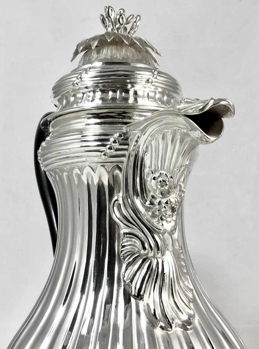 Mons 1784, Louis XVI Coffee Pot, Solid Silver, Master Silversmith Marked With A Stemmed Pear -photo-4