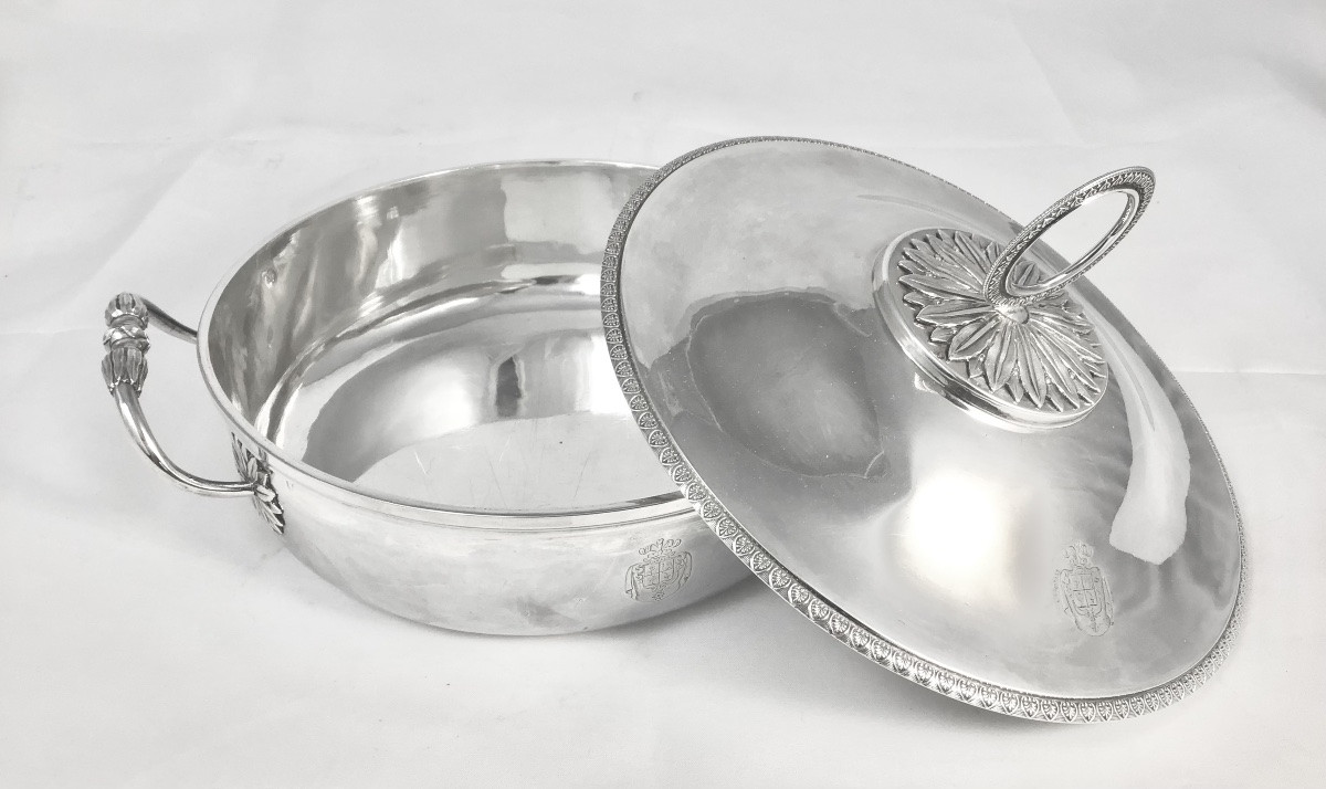 Paris 1809-1819, General Count Of Casabianca, Empire Vegetable Dish In Solid Silver -photo-3