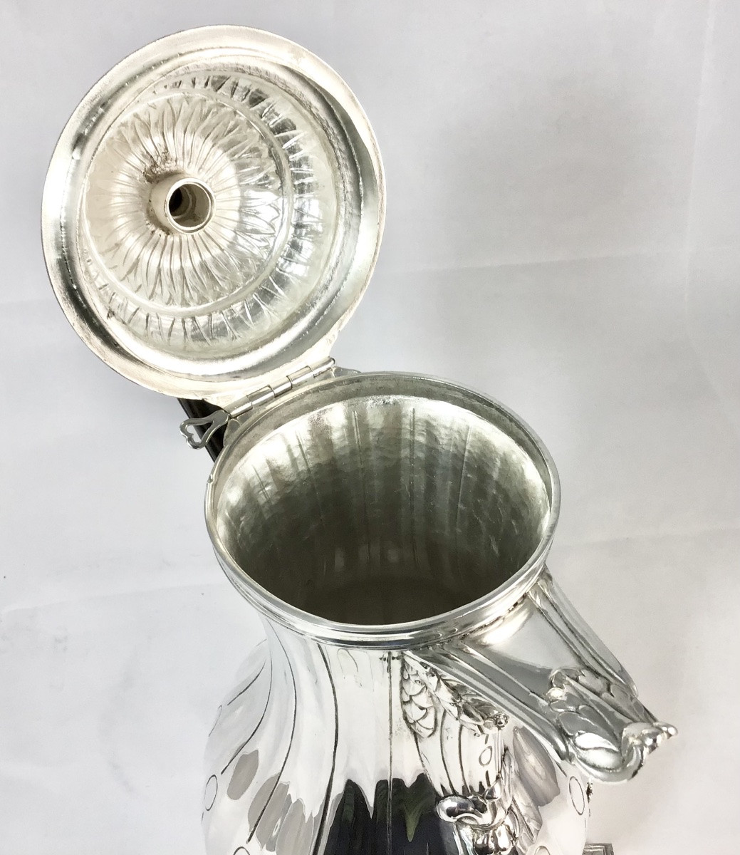 Mons 1777, chocolatière, argent massif , époque Louis XVI, cafetière, verseuse tripode -photo-3