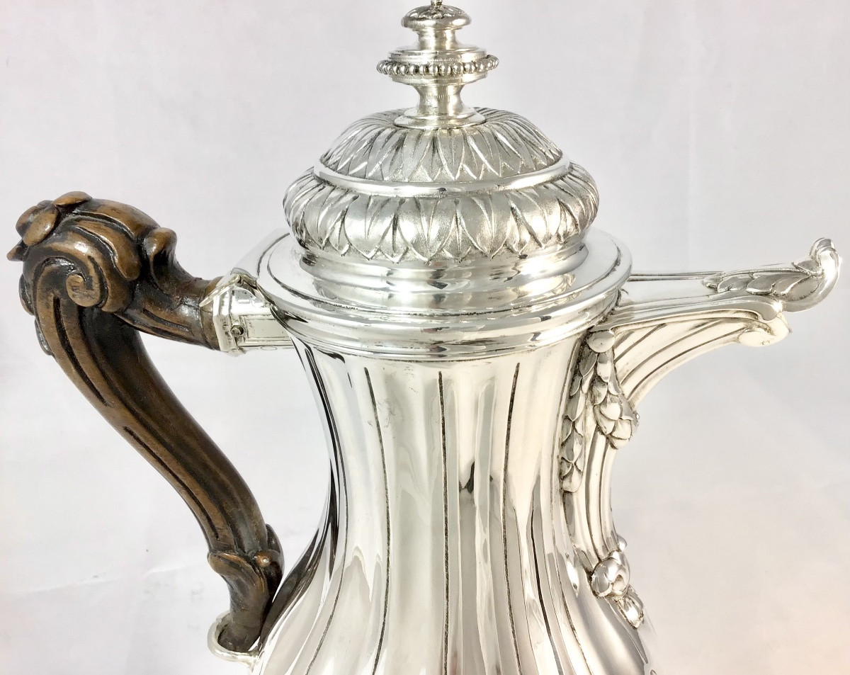 Mons 1777, chocolatière, argent massif , époque Louis XVI, cafetière, verseuse tripode -photo-7