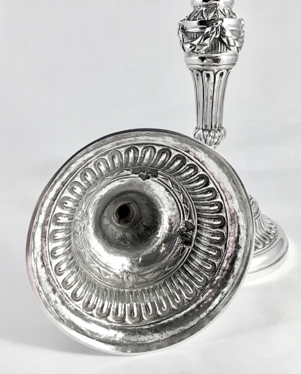 Ath 1784, Pair Of Louis XVI Candlesticks, Louis François Delwarde -photo-2