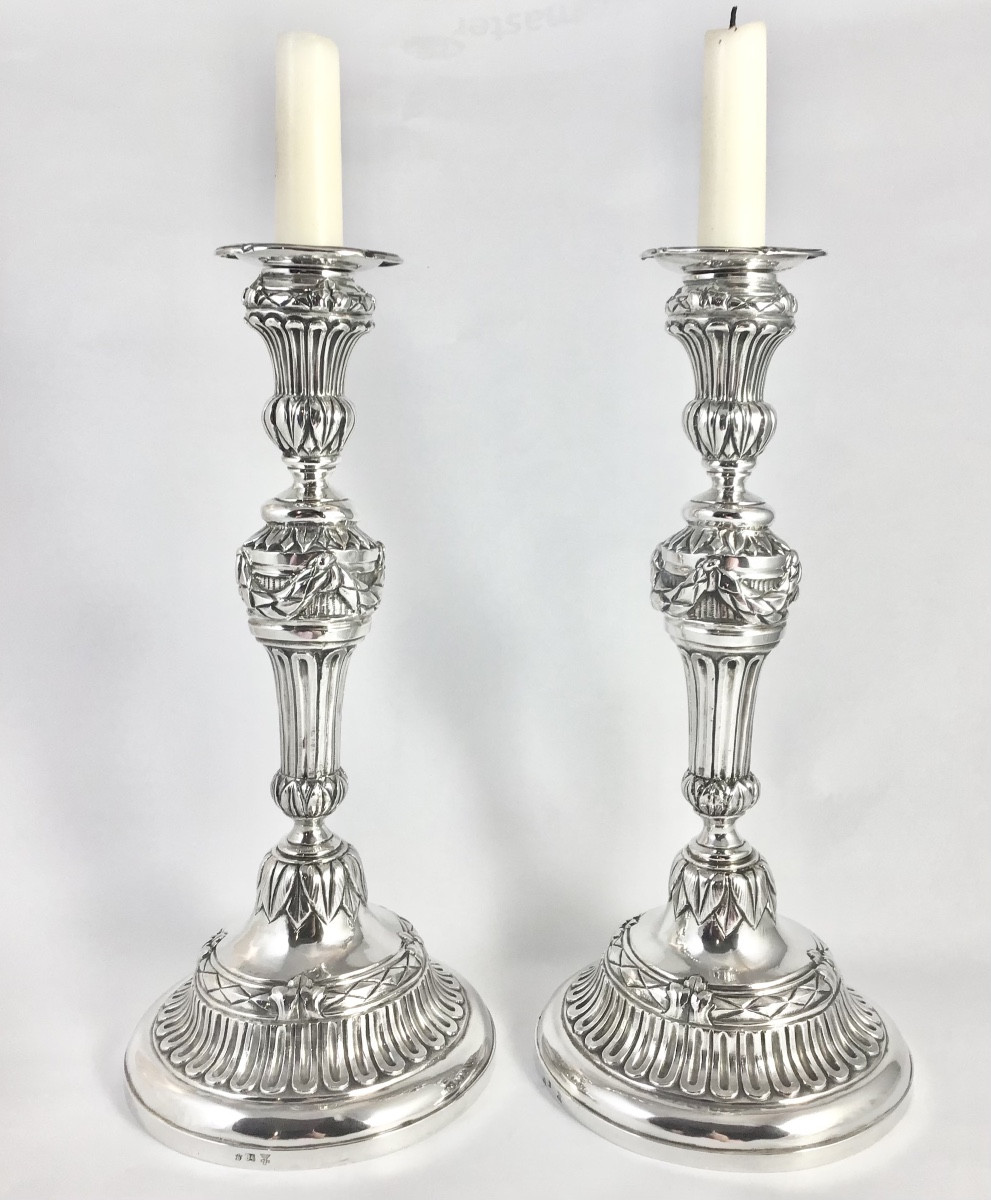 Ath 1784, Pair Of Louis XVI Candlesticks, Louis François Delwarde 