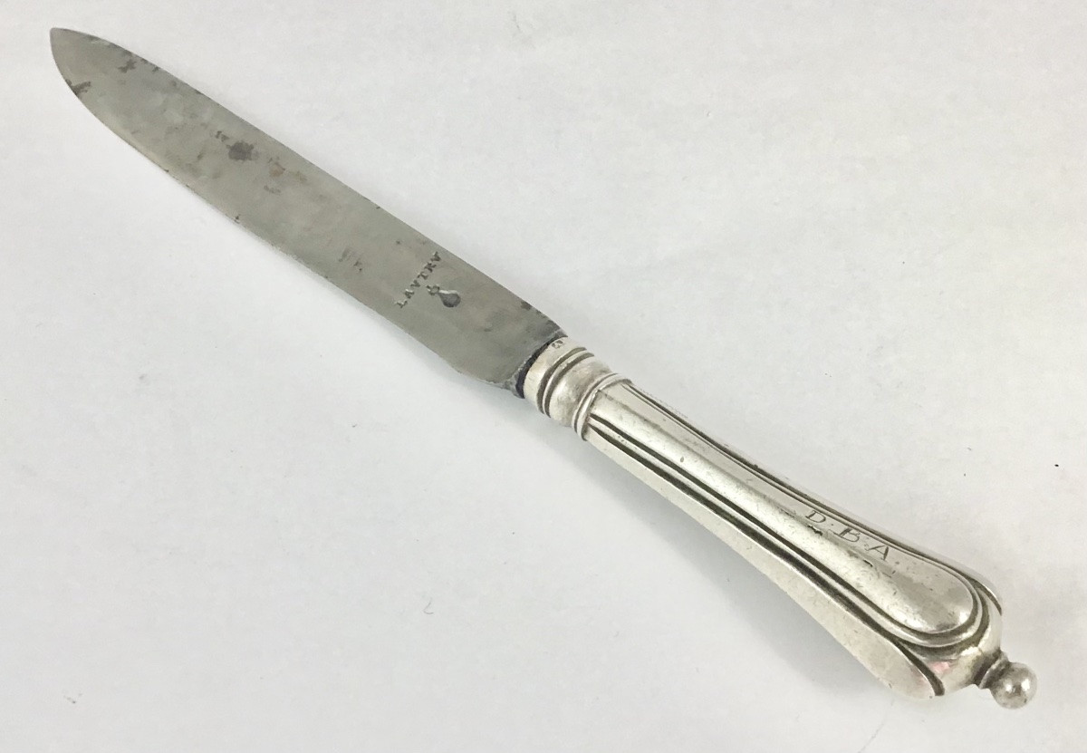 France Circa 1700-1730, Silver And Steel Knife, Marked Lautru, Master Subscriber » Na »-photo-7