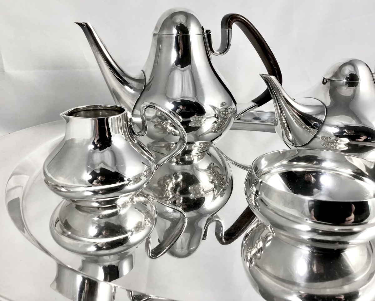 Copenhagen 1952, Georg Jensen, Design Henning Koppel, Sterling Silver , Coffee And Tea Set 1017-photo-6