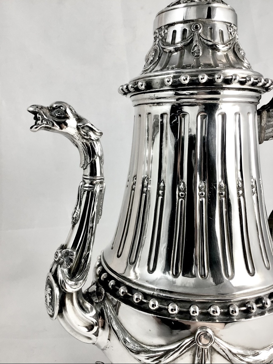 Mechelen 1788,argent massif , Petrus Cornelius Hendrickx,  Malines , cafetière Louis XVI-photo-2