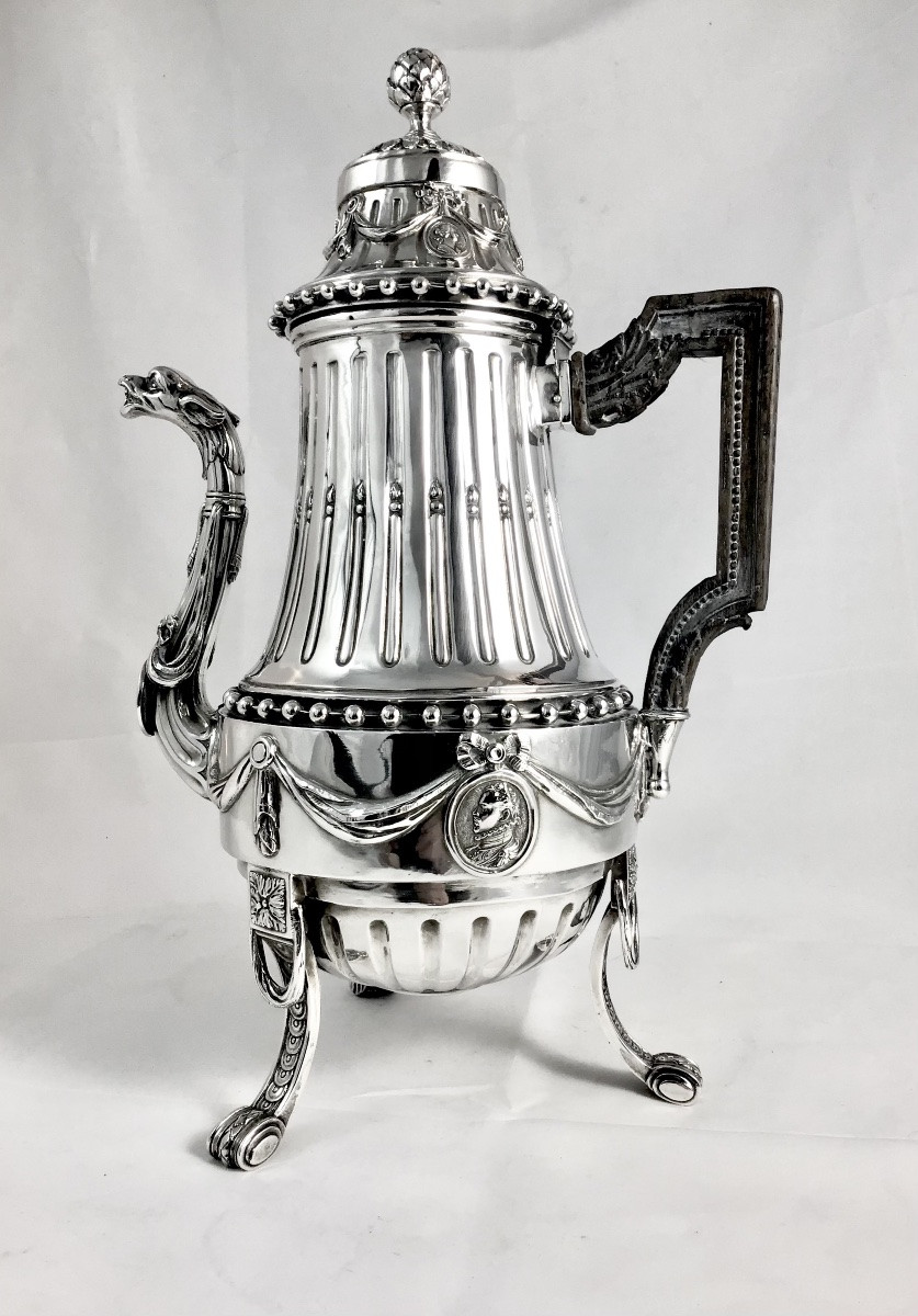 Mechelen 1788,argent massif , Petrus Cornelius Hendrickx,  Malines , cafetière Louis XVI-photo-5