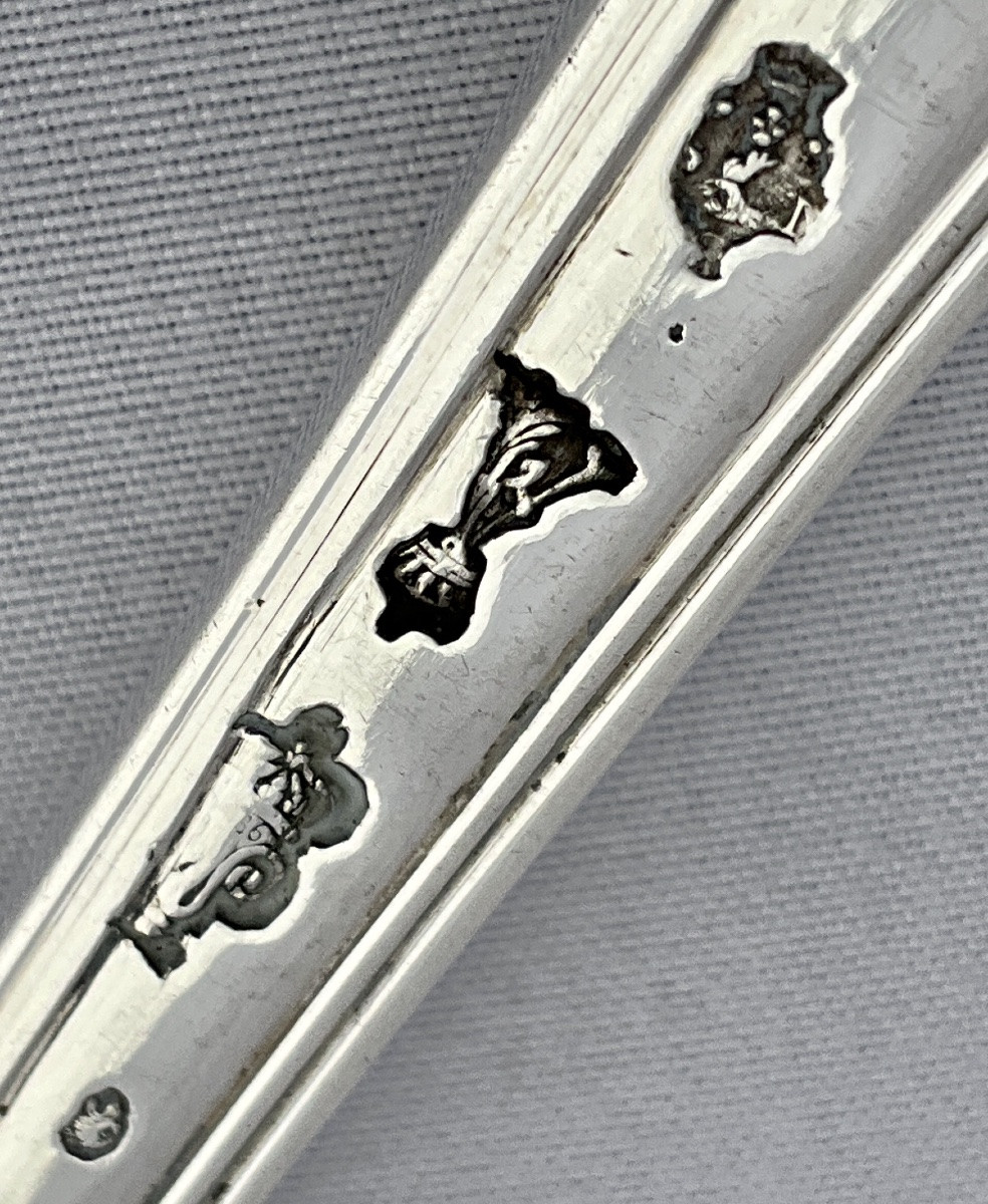 Paris 1786 , cuillère à olives , argent massif , modèle “au filet » Pierre Nicolas Sommé-photo-3