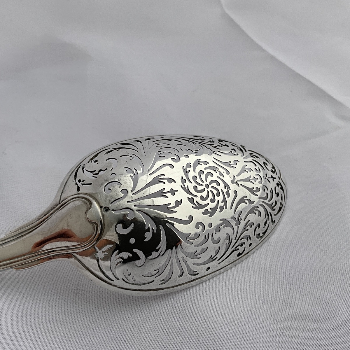 Paris 1786 , cuillère à olives , argent massif , modèle “au filet » Pierre Nicolas Sommé-photo-1