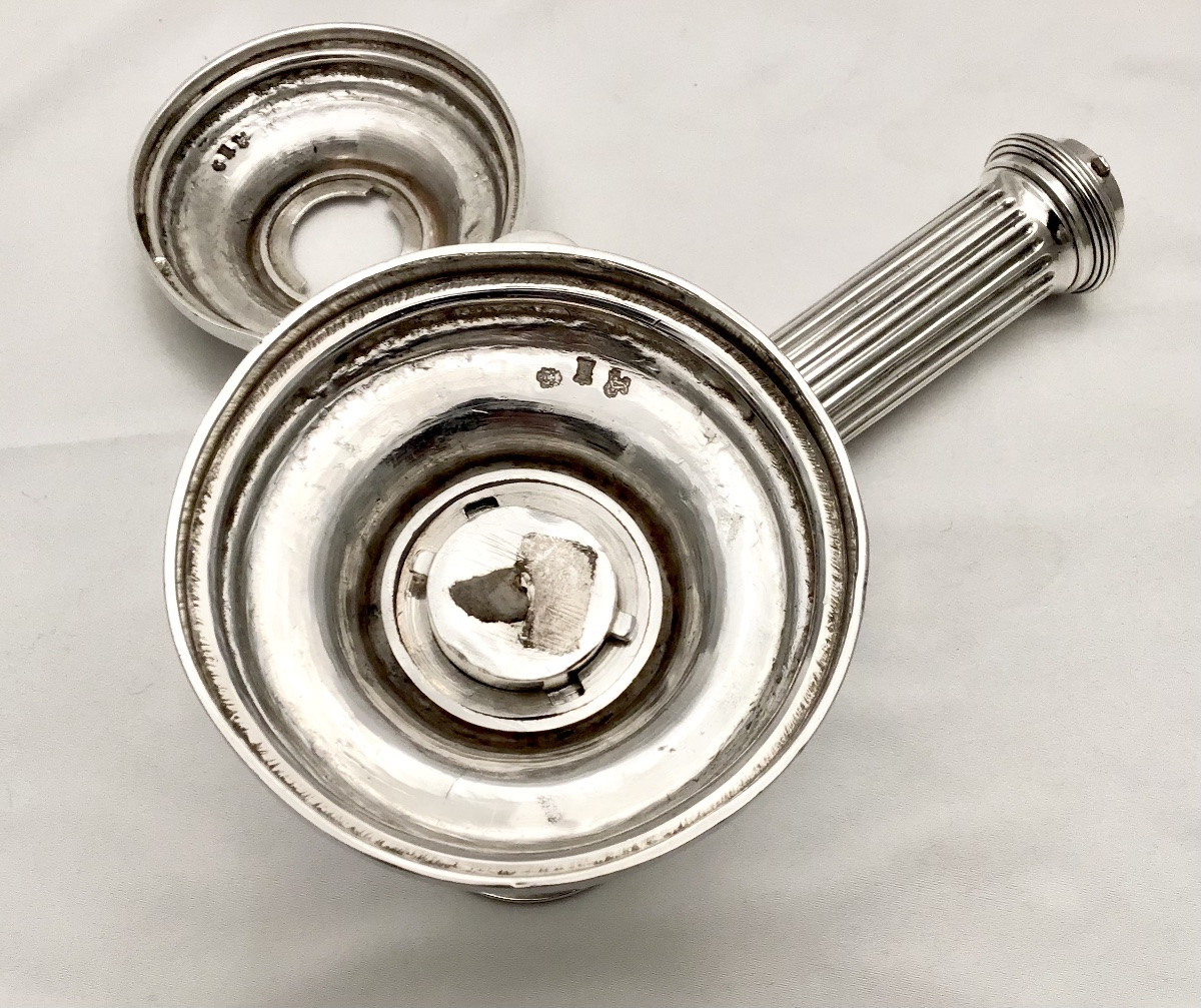 Paris 1780, Pair Of Travel Candlesticks, Sterling Silver, Louis XVI, Jean-baptiste Saurin-photo-1