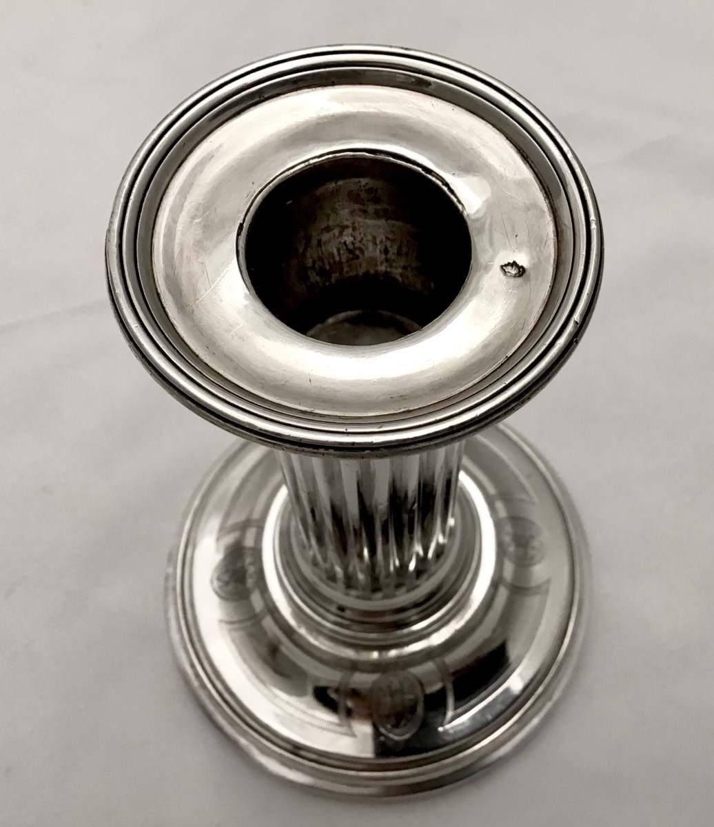 Paris 1780, Pair Of Travel Candlesticks, Sterling Silver, Louis XVI, Jean-baptiste Saurin-photo-2