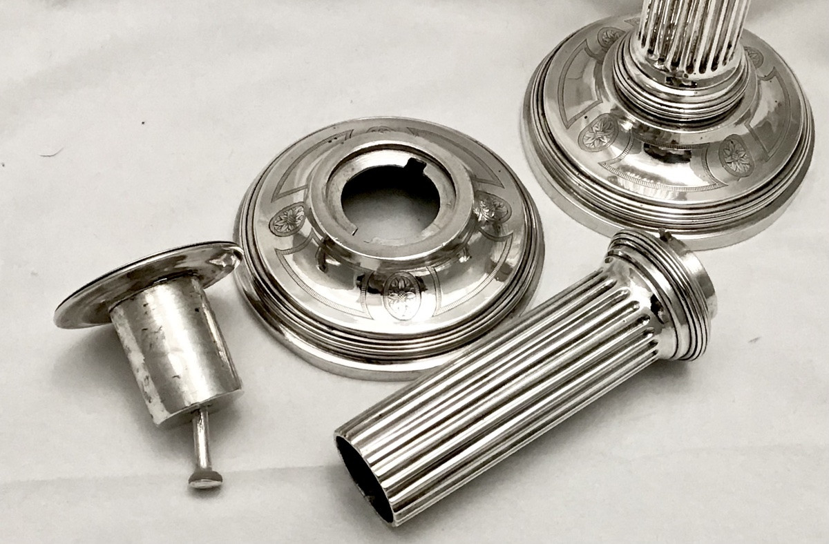 Paris 1780, Pair Of Travel Candlesticks, Sterling Silver, Louis XVI, Jean-baptiste Saurin-photo-4