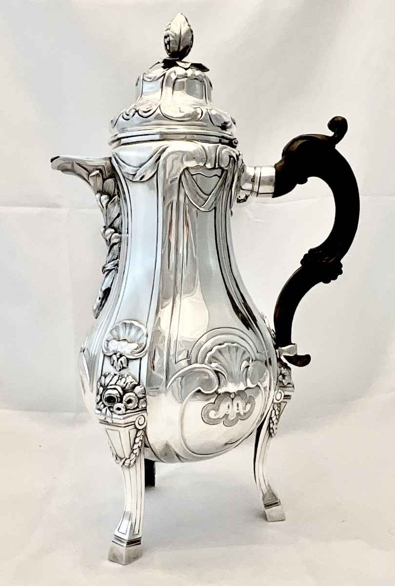 Louvain 1771, cafetière Louis XVI en argent massif , orfèvre Charles Henri Rousseau -photo-2