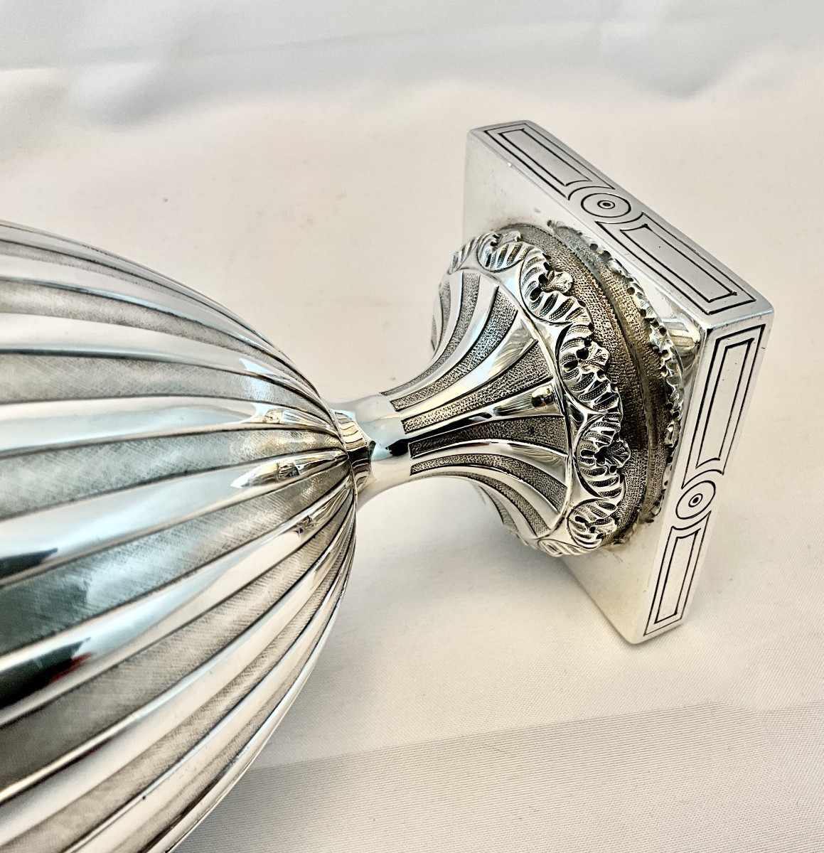 London 1906, Solid Silver And Blue Crystal Sugar Vase , Georgian Style -photo-2