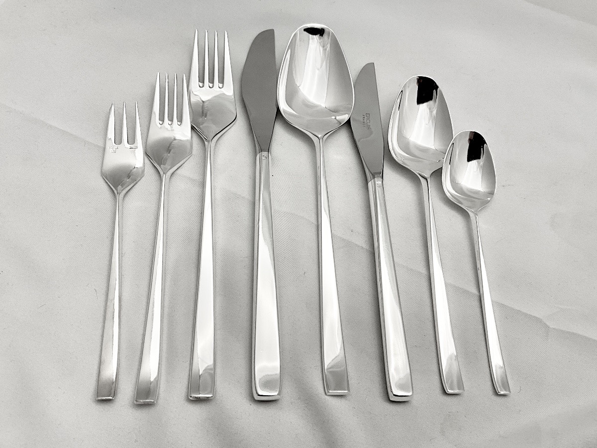 Ercuis Horizon , ménagère 48 pièces pour 6 personnes , 1972, métal argenté -photo-1