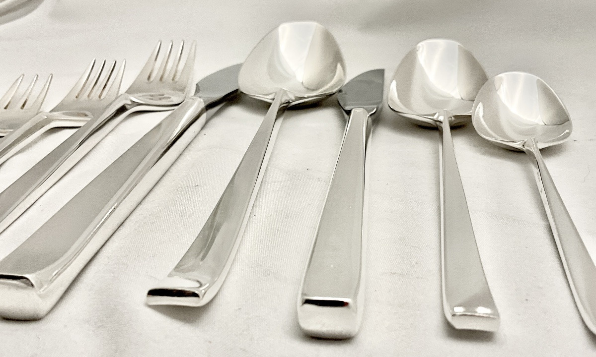 Ercuis Horizon , ménagère 48 pièces pour 6 personnes , 1972, métal argenté -photo-3