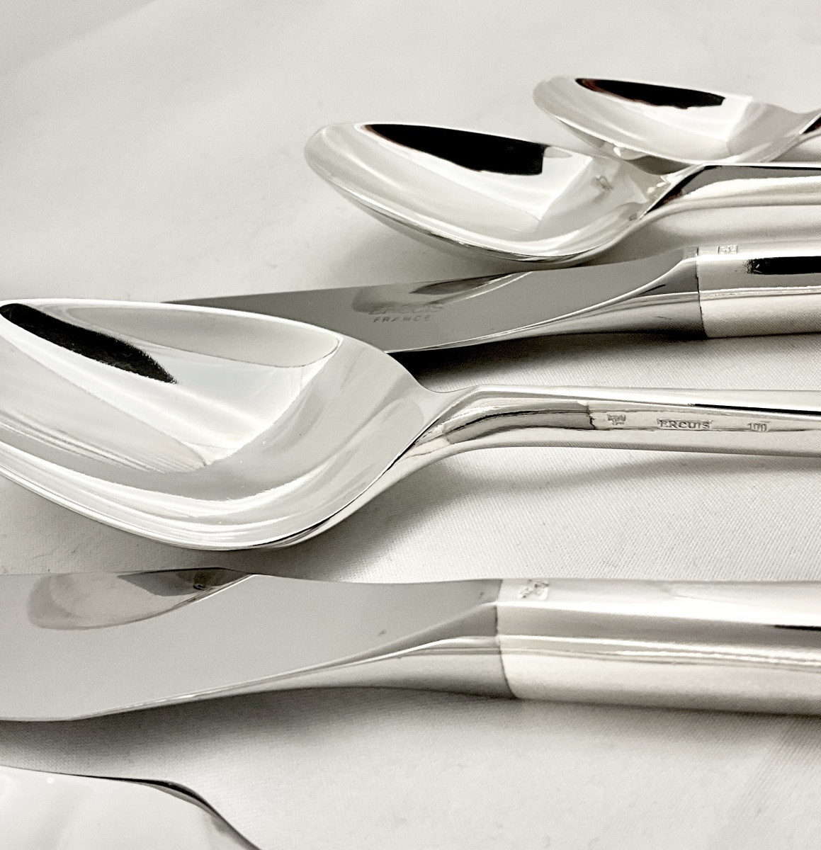 Ercuis Horizon , ménagère 48 pièces pour 6 personnes , 1972, métal argenté -photo-7