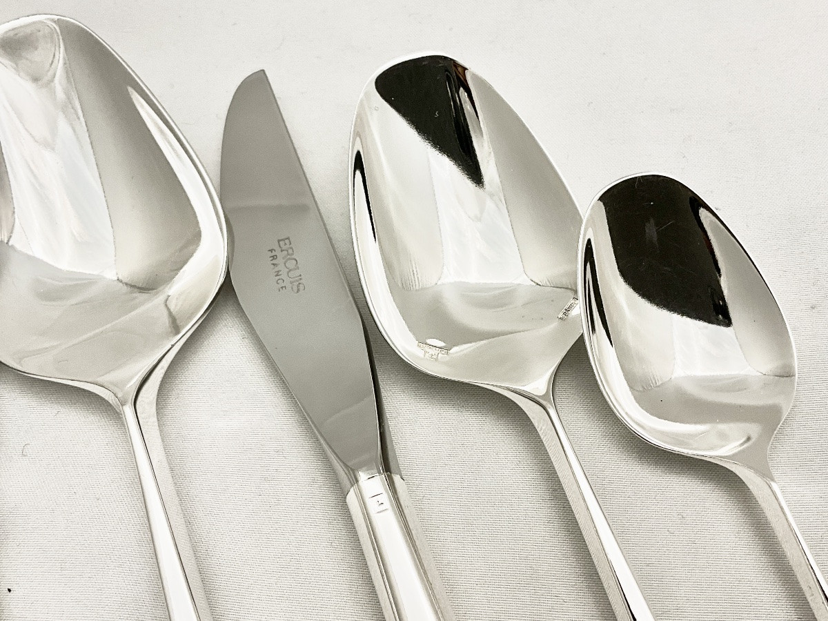 Ercuis Horizon , ménagère 48 pièces pour 6 personnes , 1972, métal argenté -photo-8